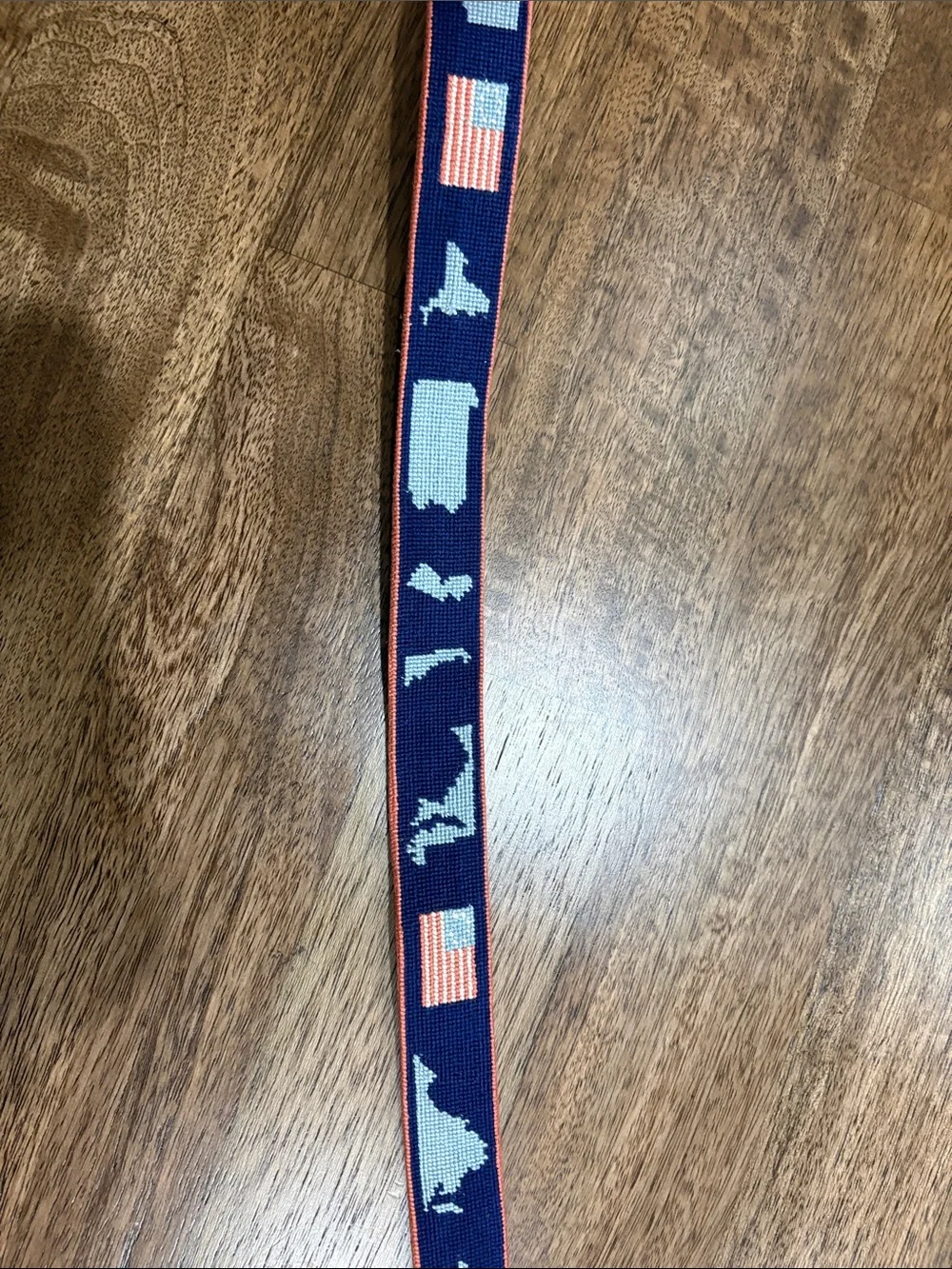 Smathers & Branson American Flag Needlepoint Belt in Navy Size 40